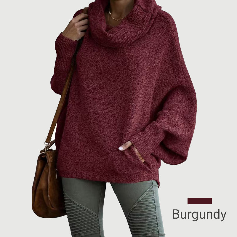 WW | Cozy batwing sweater with waterfall neckline and pockets