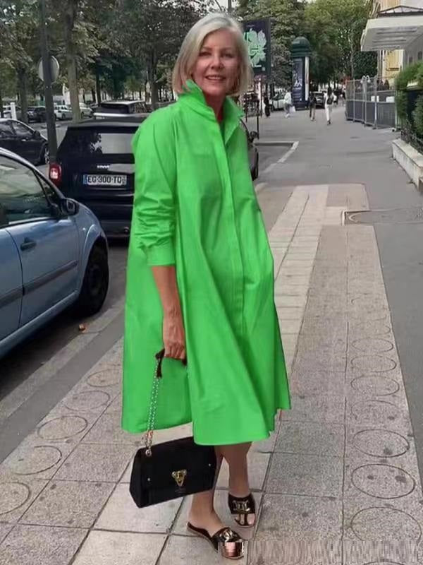 WW | Hemdblusenkleid Mit Umlegekragen & Dreiviertelärmel