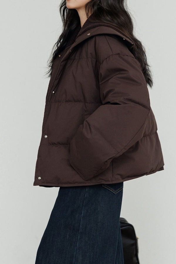 WW | Kragen Weißer Entendaunen-Pufferjacke