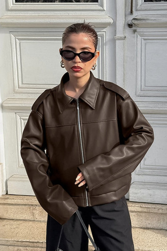 WW | Braune Leder Motorradjacke