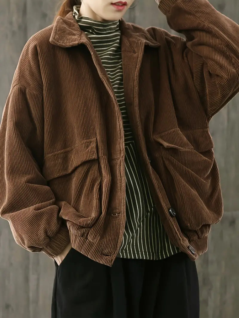 WW | Cord jacket with front button placket