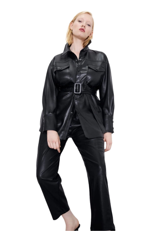 WW | Schicke Lederjacke mit Gürtel - Perfekt für den Winter für Frauen