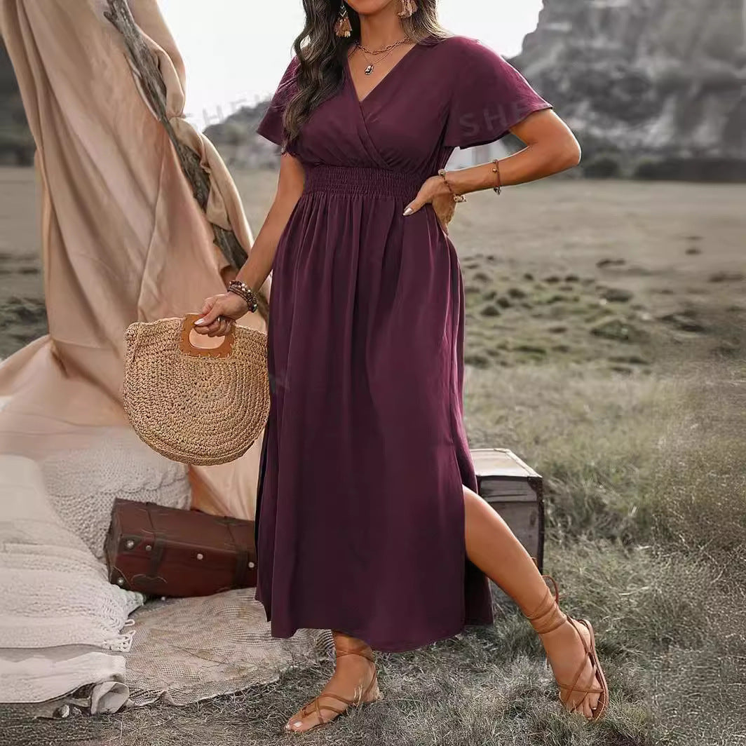 WW | Elegantes Kurzarmkleid Mit Chorkragen