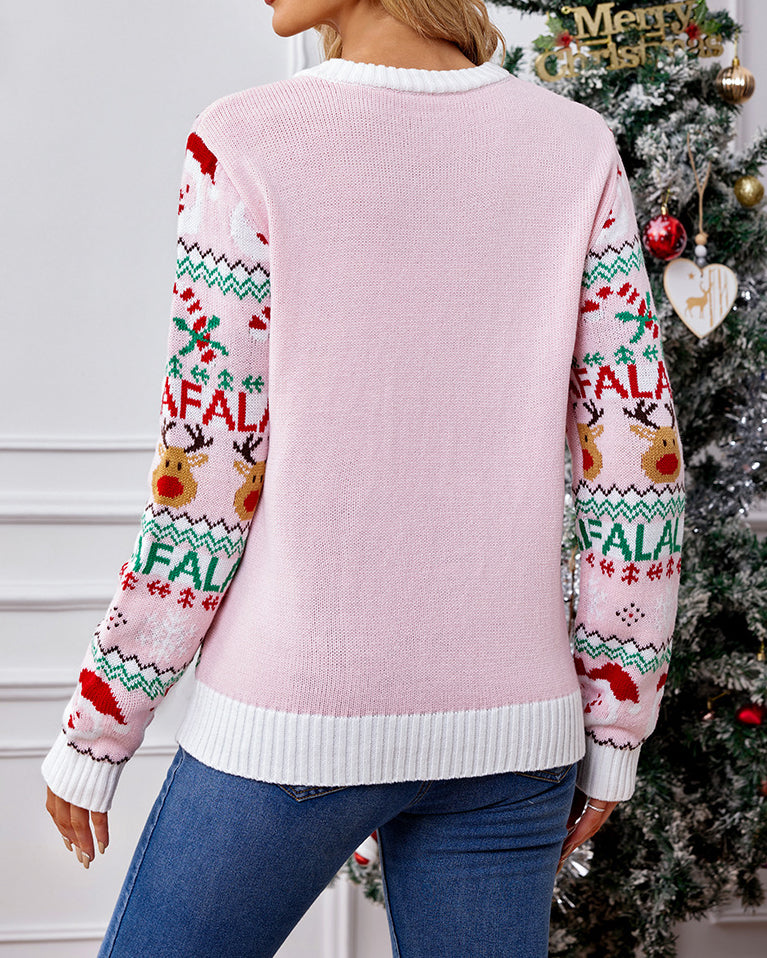 WW | Pink gestrickter Weihnachtspullover