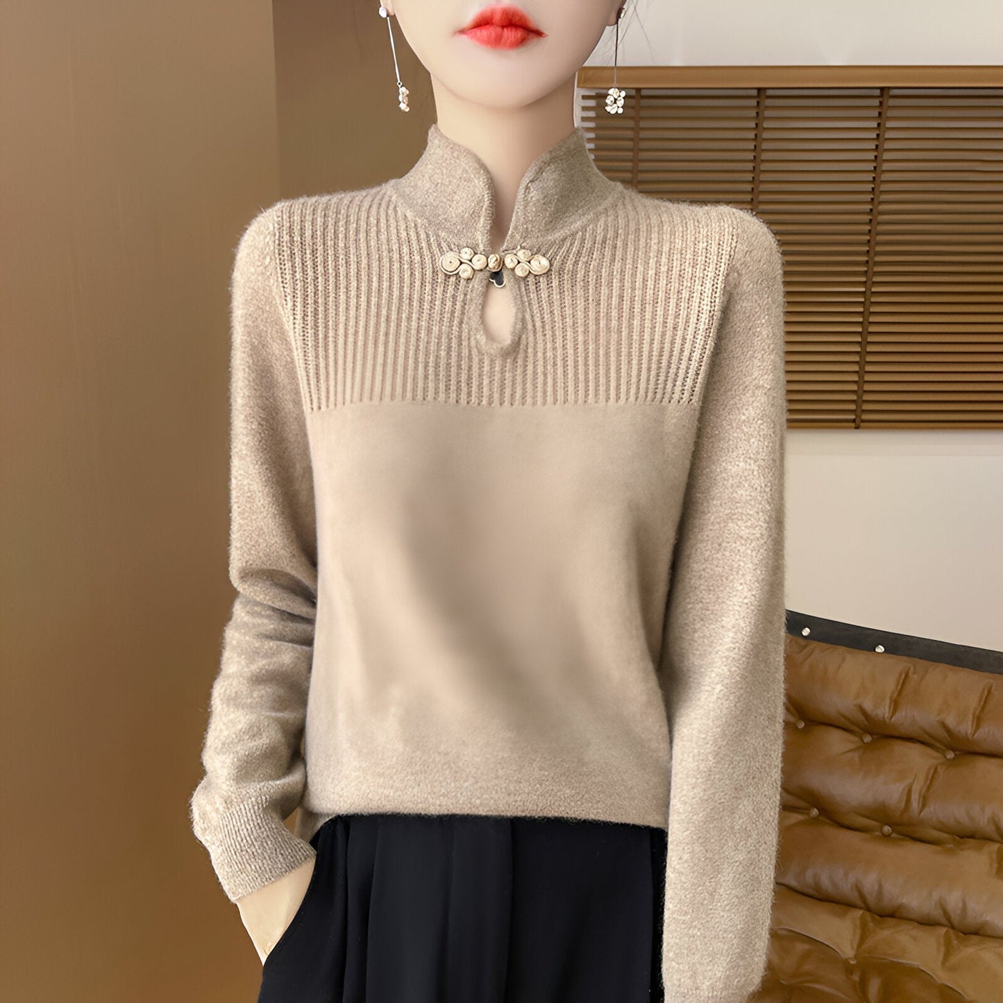 WW | Elegant Chinese Style Merino Wool Pullover