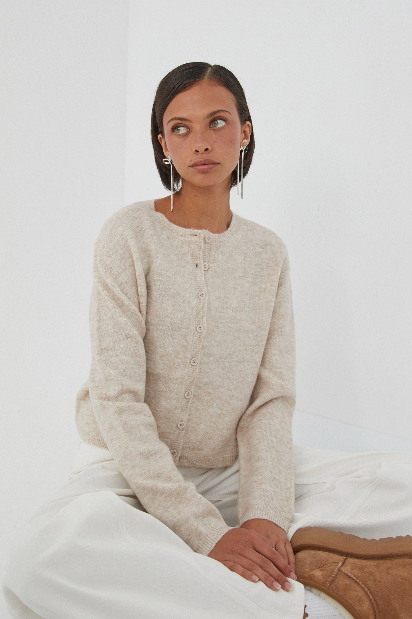 WW | Bunter Unifarbener Damen-Cardigan
