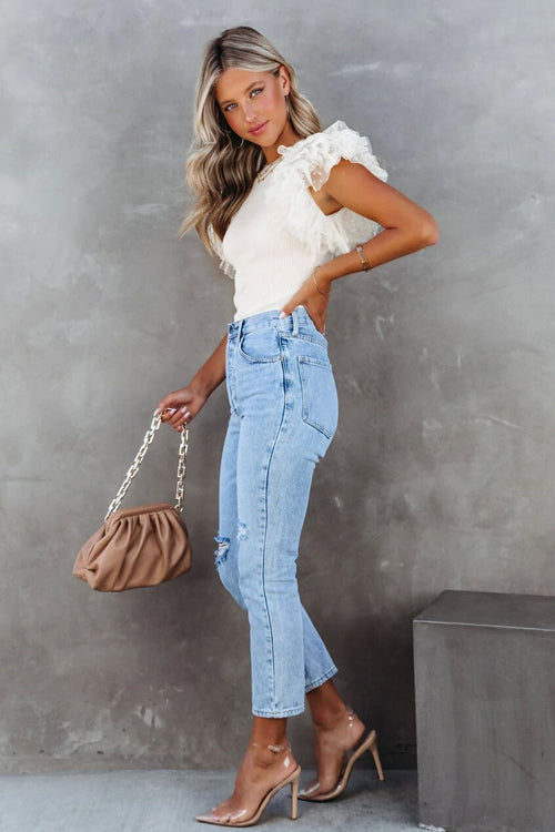 WW | Your Time Swiss Dot Tulle Sleeve Knit Top