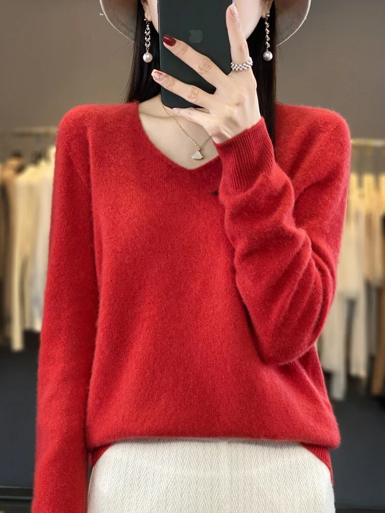 WW | Cashmere Pullover Damen Eleganter V-ausschnitt, Weich & Komfortabel