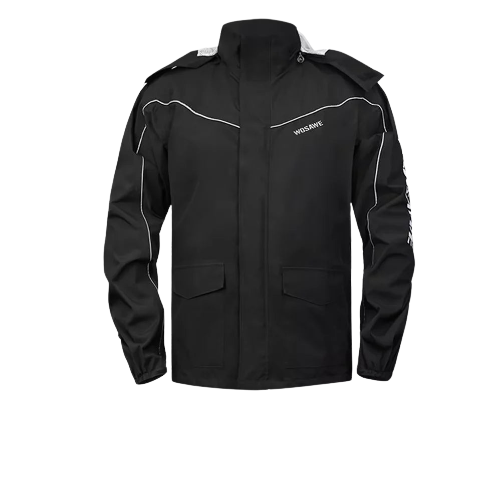 WW | Men's Waterproof Motorcycle Rain Jacket - Reflective Black/Green S-2XL