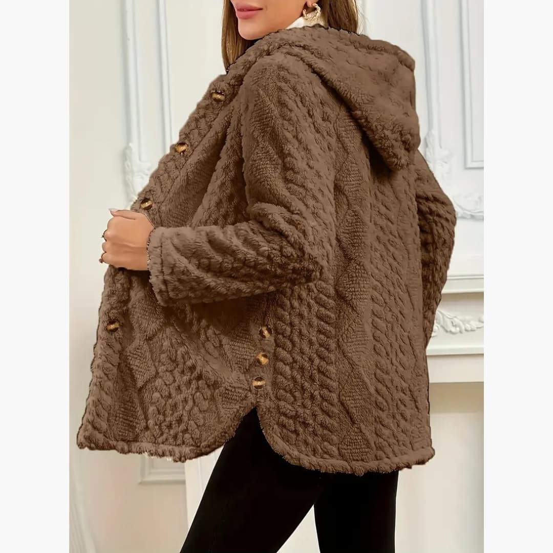 WW | Women's Cozy Hoodie with Teddy Pullover and Button Front