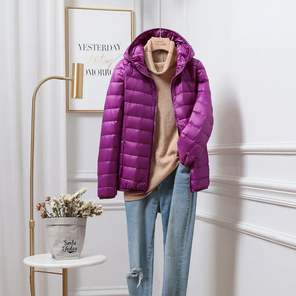 WW | Lightweight Puffer Jacket Hooded Zipper Casual Outerwear