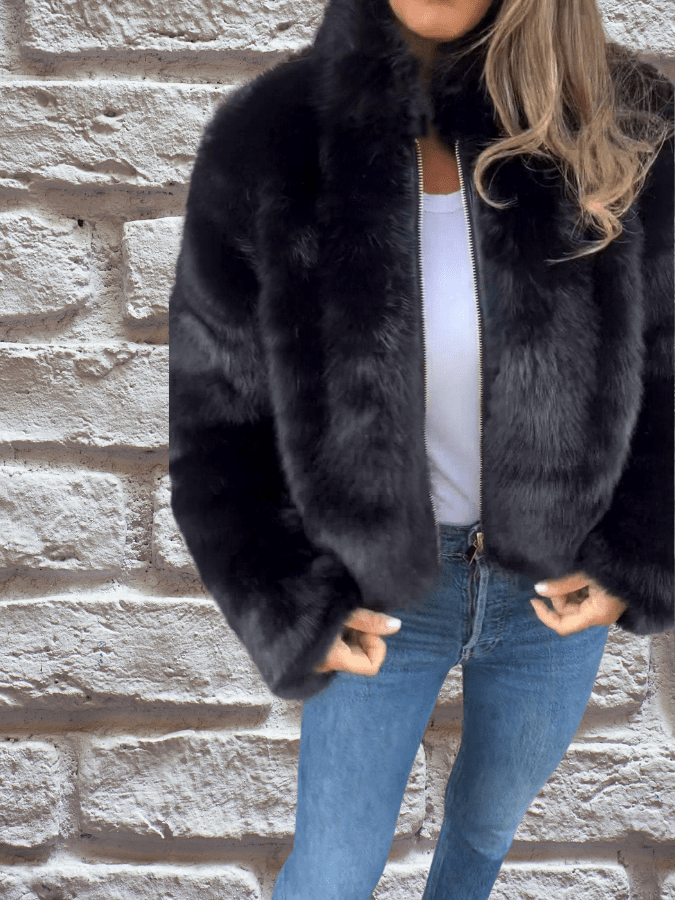 WW | Kunstpelzjacke - Luxuriöses Plüschgefühl - Reißverschluss-Front - Auffällige Winterlage