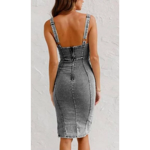 WW | Denim Kleid mit Enganliegender Passform Die Ein Elegantes Aussehen Sicherstellt
