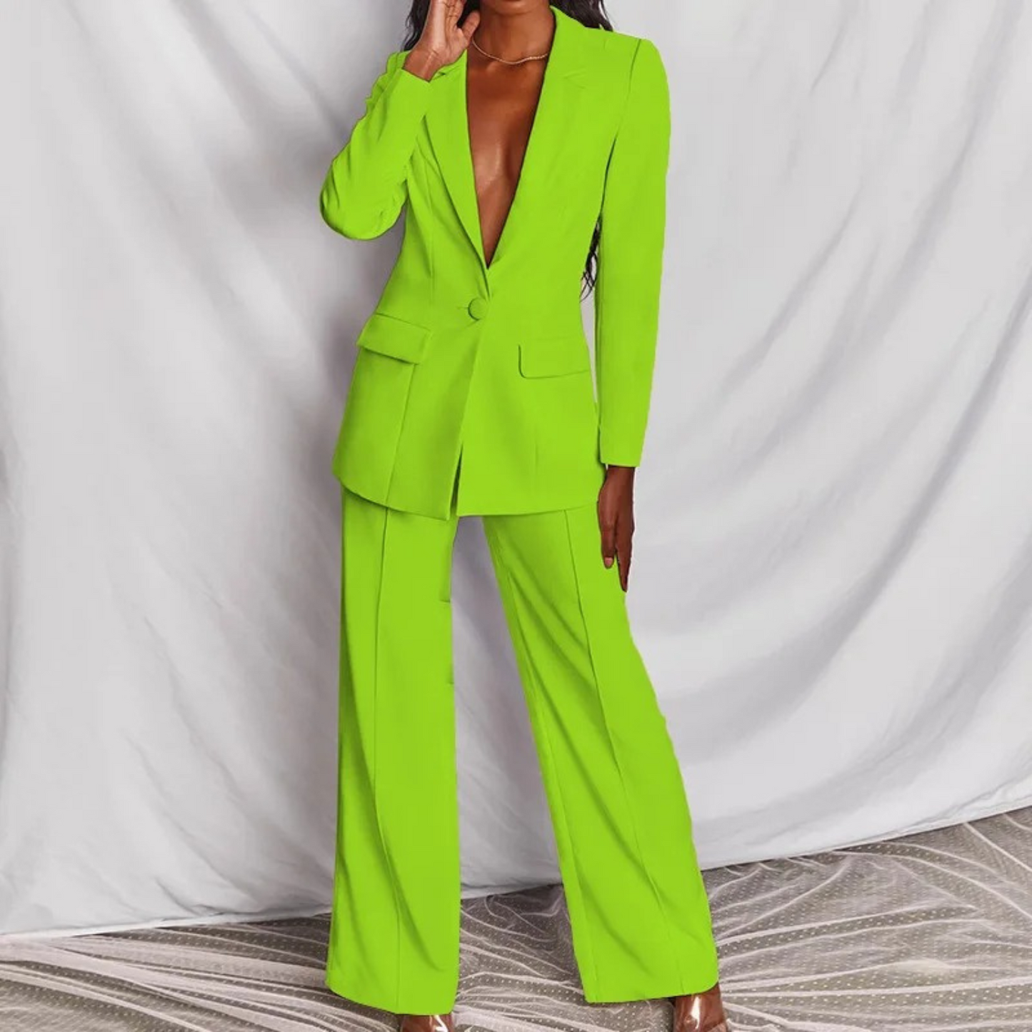 WW | langärmeliges blazer-hosen-set für frauen