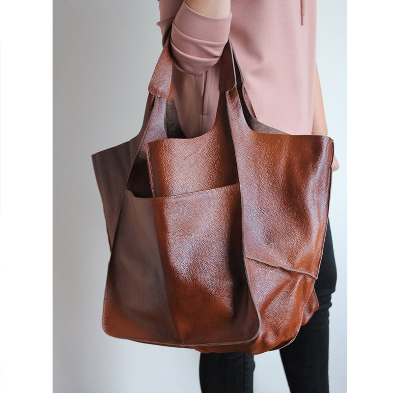 WW | Oversized Leather Shoulder Bag for Women