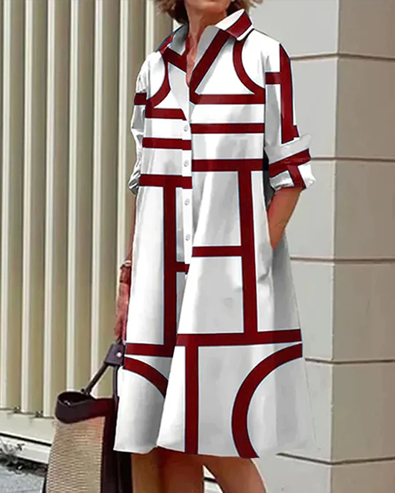 WW | Kleid mit Taschen und Geometrischem Druck