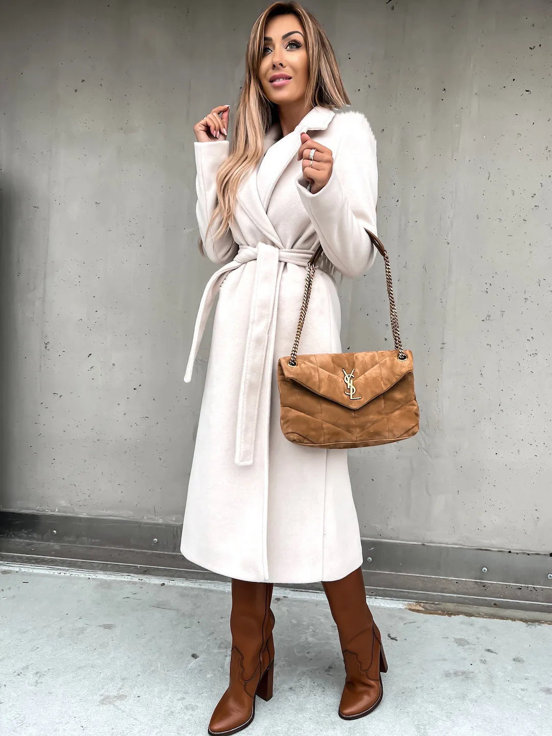 WW | Stilvolle Wollmischung Damenjacke mit Gürtel