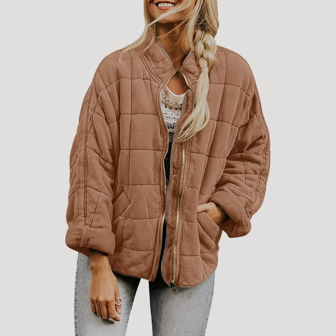WW | Damen gesteppte oversized Reißverschluss Pufferjacke