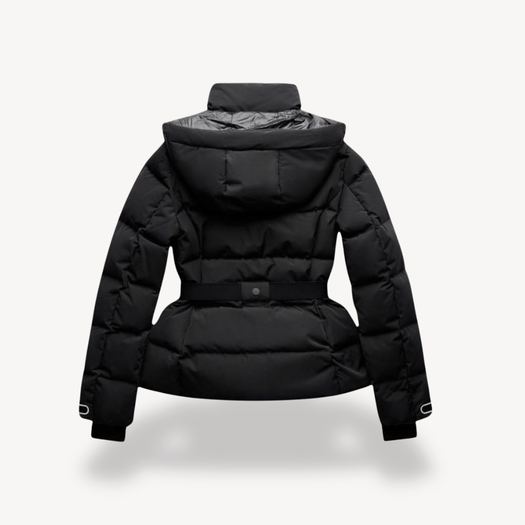 WW | Damen Gepolsterte Daunenjacke mit Kapuze und Gürtel Gemütlicher Stil