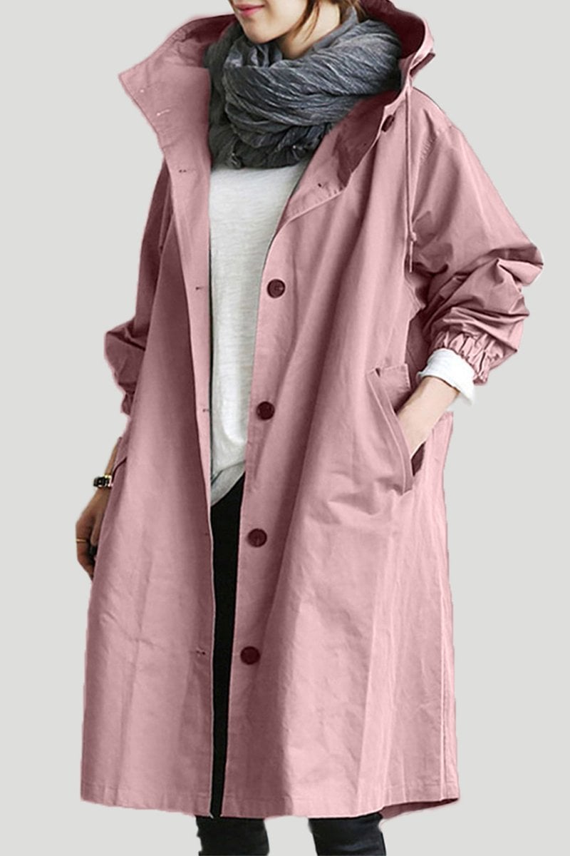 WW | Trench Coat Loose Fit Point Collar Elasticated Cuffs Side Pockets