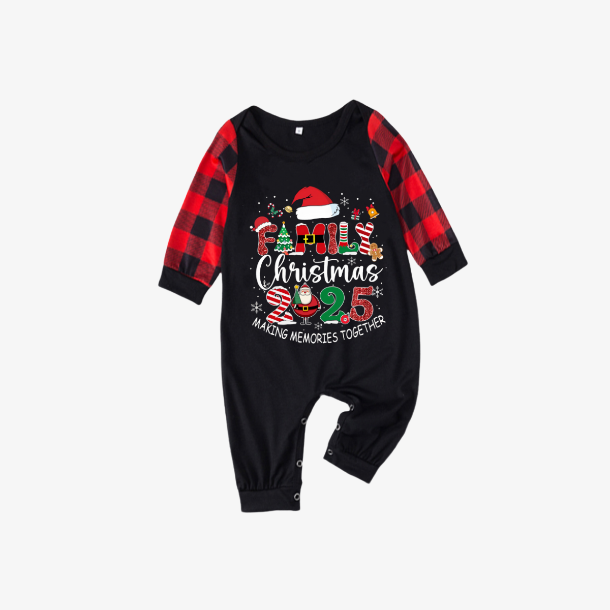 WW | Red and Black Plaid Christmas Pajama Set with "Family Christmas 2025 Making Memories Together" Text Print