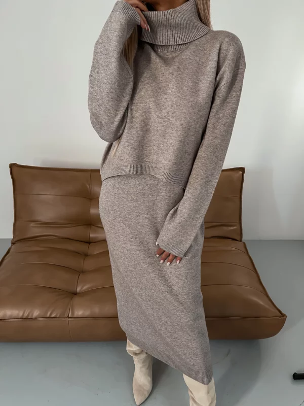 Elegant midi dress and turtleneck set