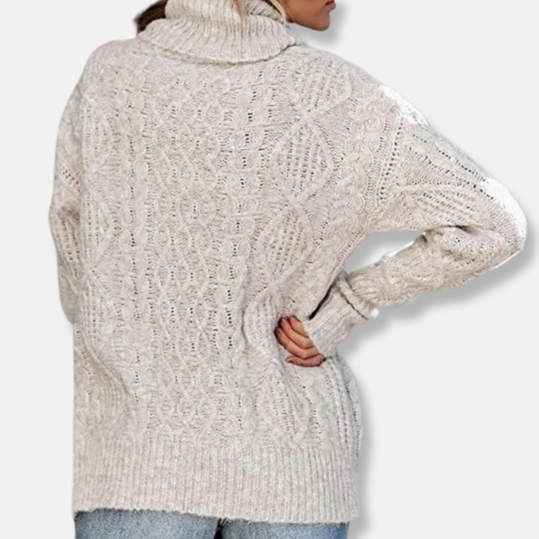 WW | Rollkragenpullover - Kabelstrick Tunika-Längenpullover
