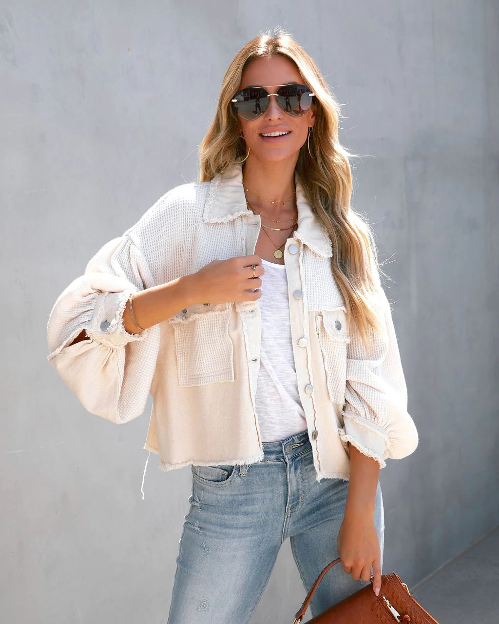 WW | Distressed Patchwork Jacket with Bell Sleeves