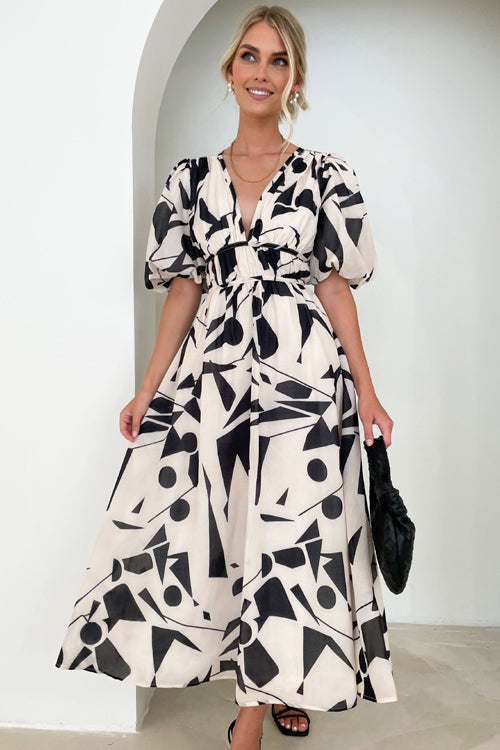 WW | Real Love Print Puff Sleeve Maxi Dress
