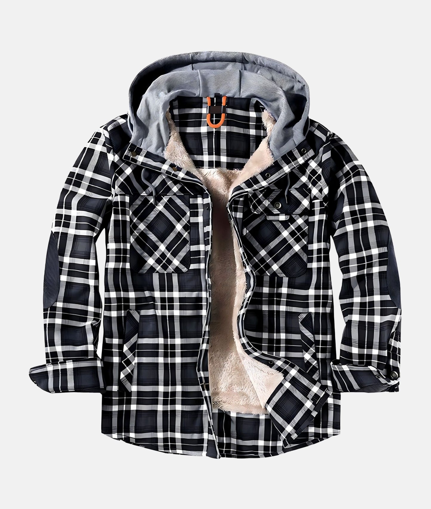 WW | Plaid Flannel Jacket with Hood and Faux Fur Lining