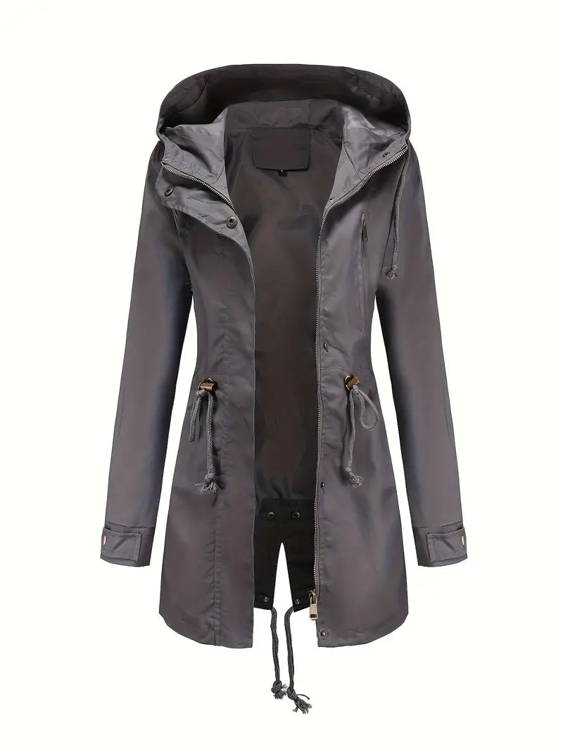 WW | Damen Langarm Gepolsterter Trenchcoat Wasserdicht
