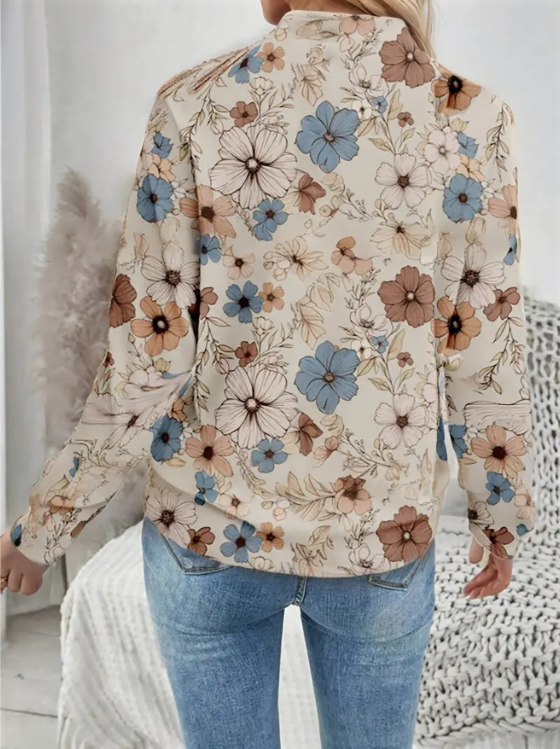 WW | Floral Print Jacket Trendy Spring Print Lightness & Femininity