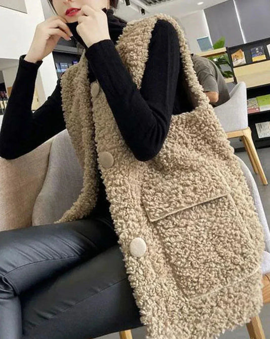 WW | Damen Weste in Khaki mit Taschen und Knöpfen