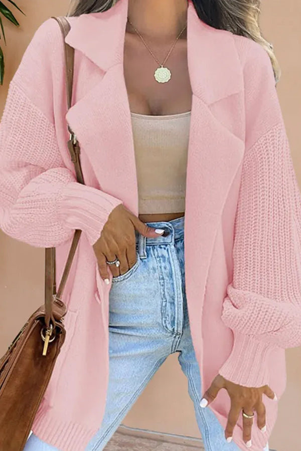 WW | Suit Collar Knitted Patchwork Wool Jacket