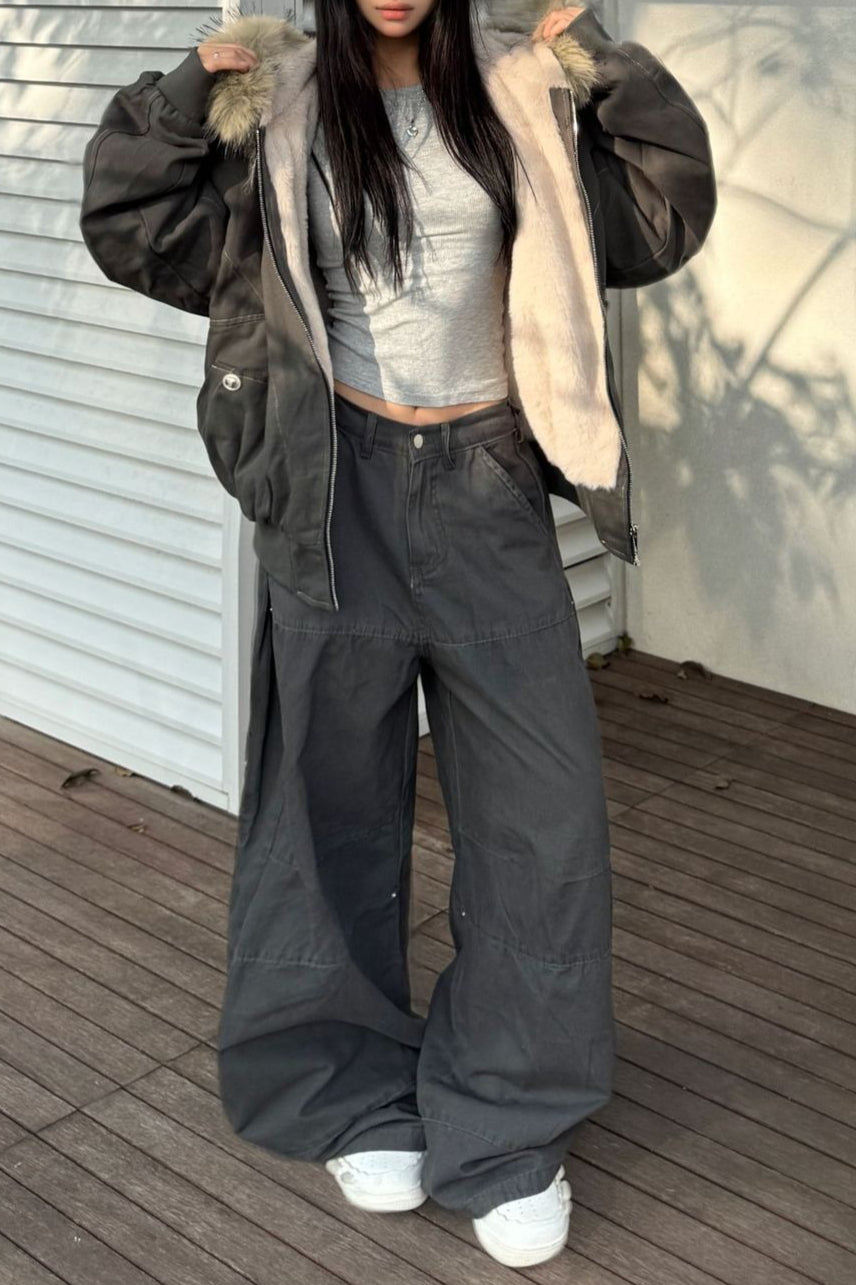 WW | Short Puffer Jacket with Fur Collar