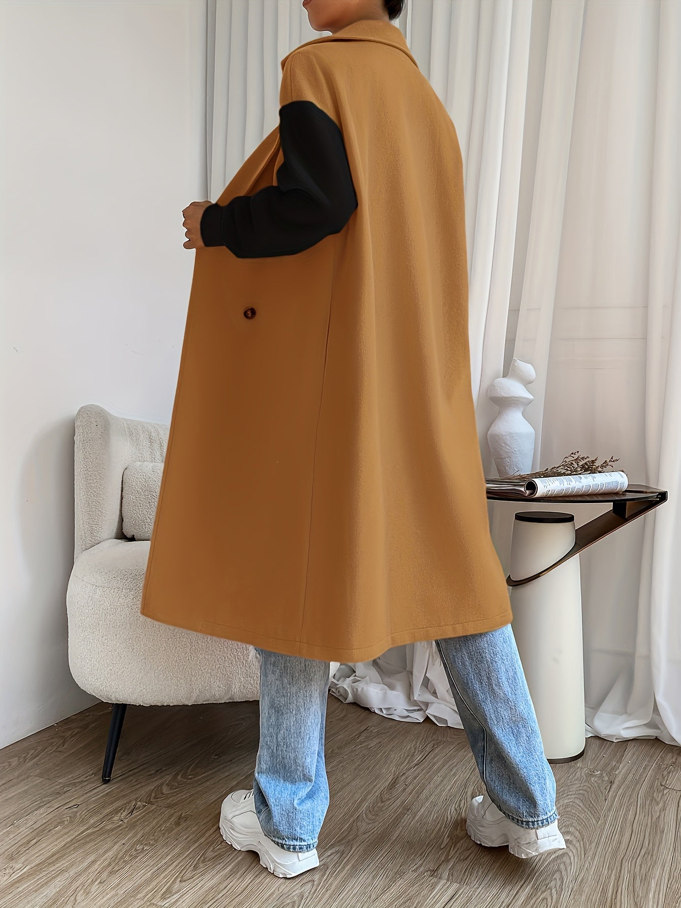 WW | Women's Trench Coat with Belt Detail and Mid-Length Windproof Design - Ideal for Autumn