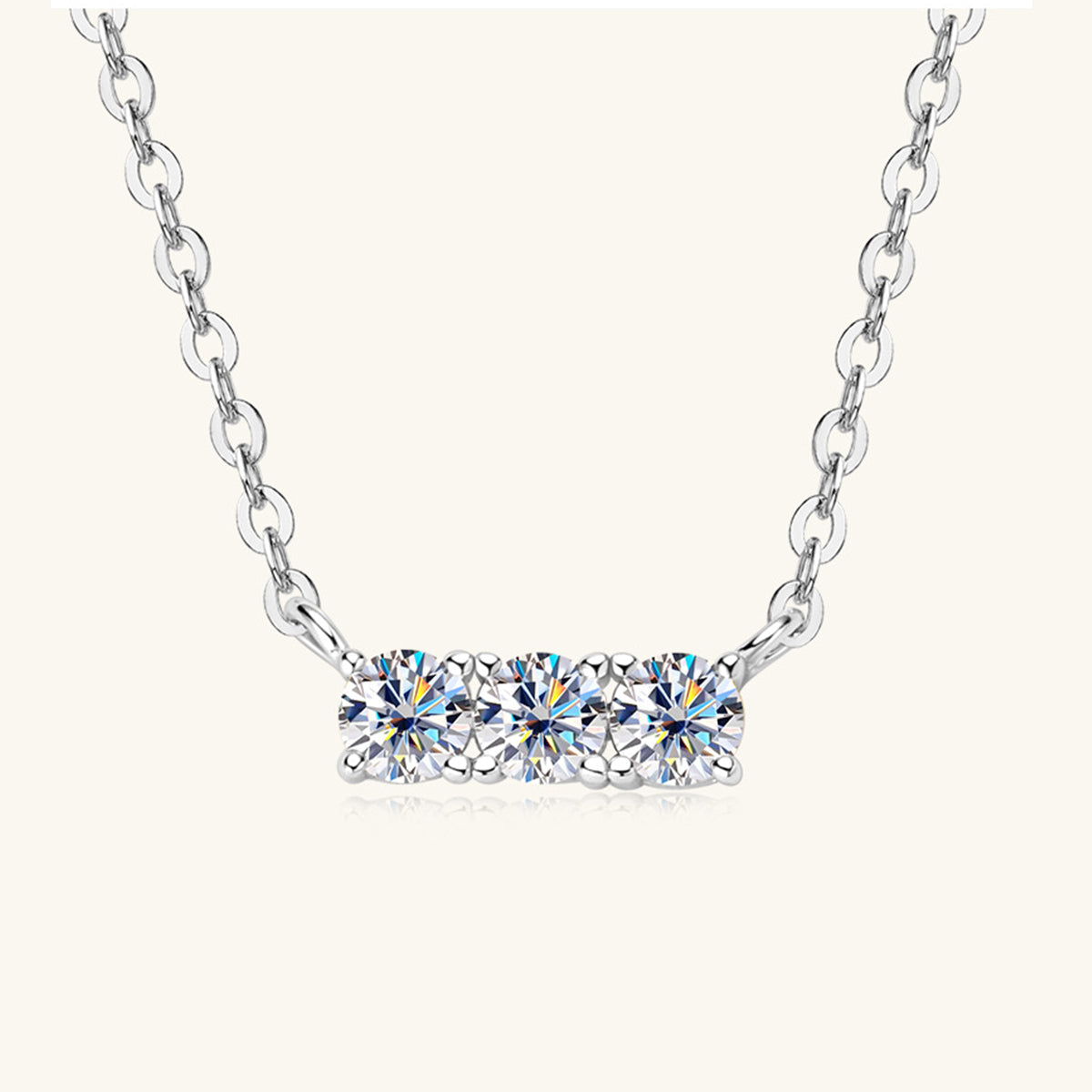 WW | 925 Sterling Silver Inlaid Moissanite Bar Necklace