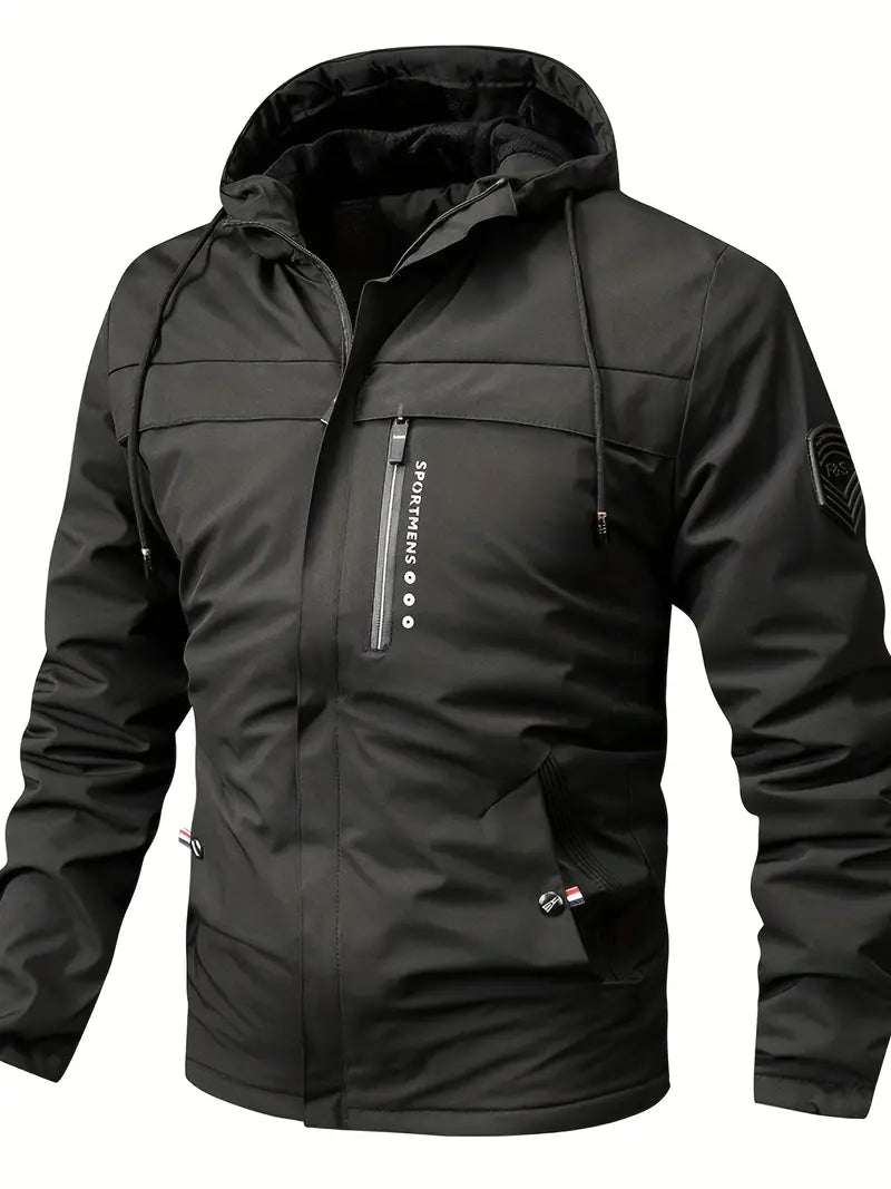 WW | warme Winterjacke mit Futter aus Leder und Taschen für Herren - Ideal für den Winter