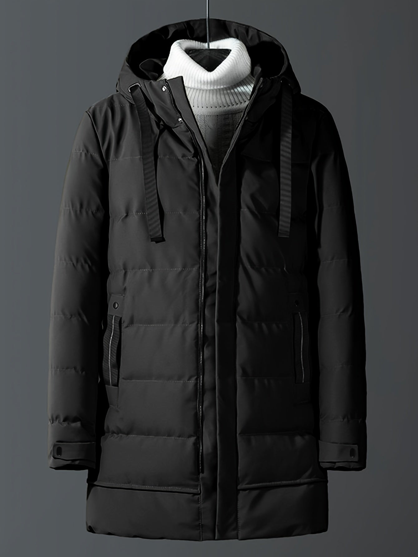 WW | Windproof Mid-Length Zipper Hooded Winter Jacket - Ideal for Winter
