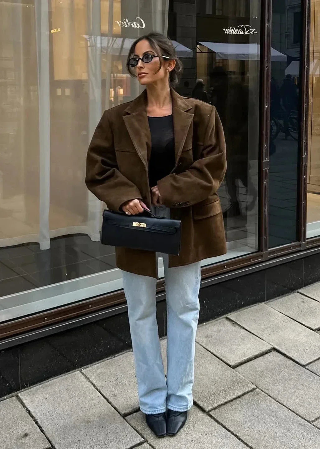 WW | Samt Wildlederjacke mit Retro-Revers