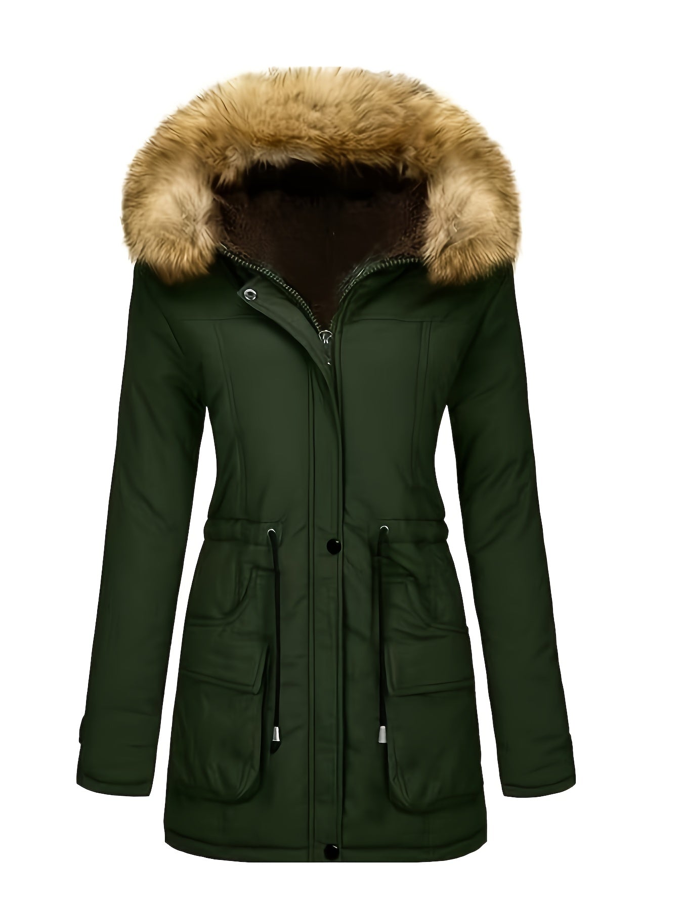 WW | Women's Fleece Parka Winter Jacket with Vegan Fur Hood - Perfect for Outdoor Activities