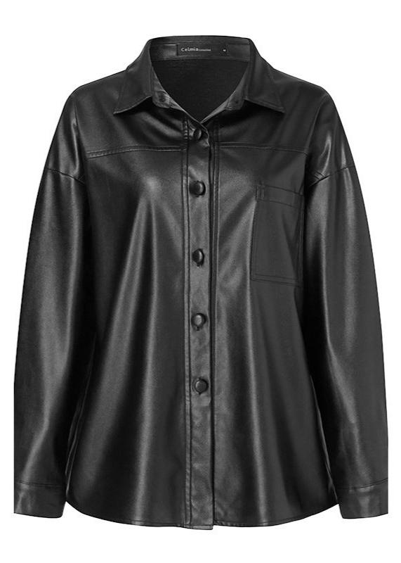 WW | Kunstleder Button-Up Jacke