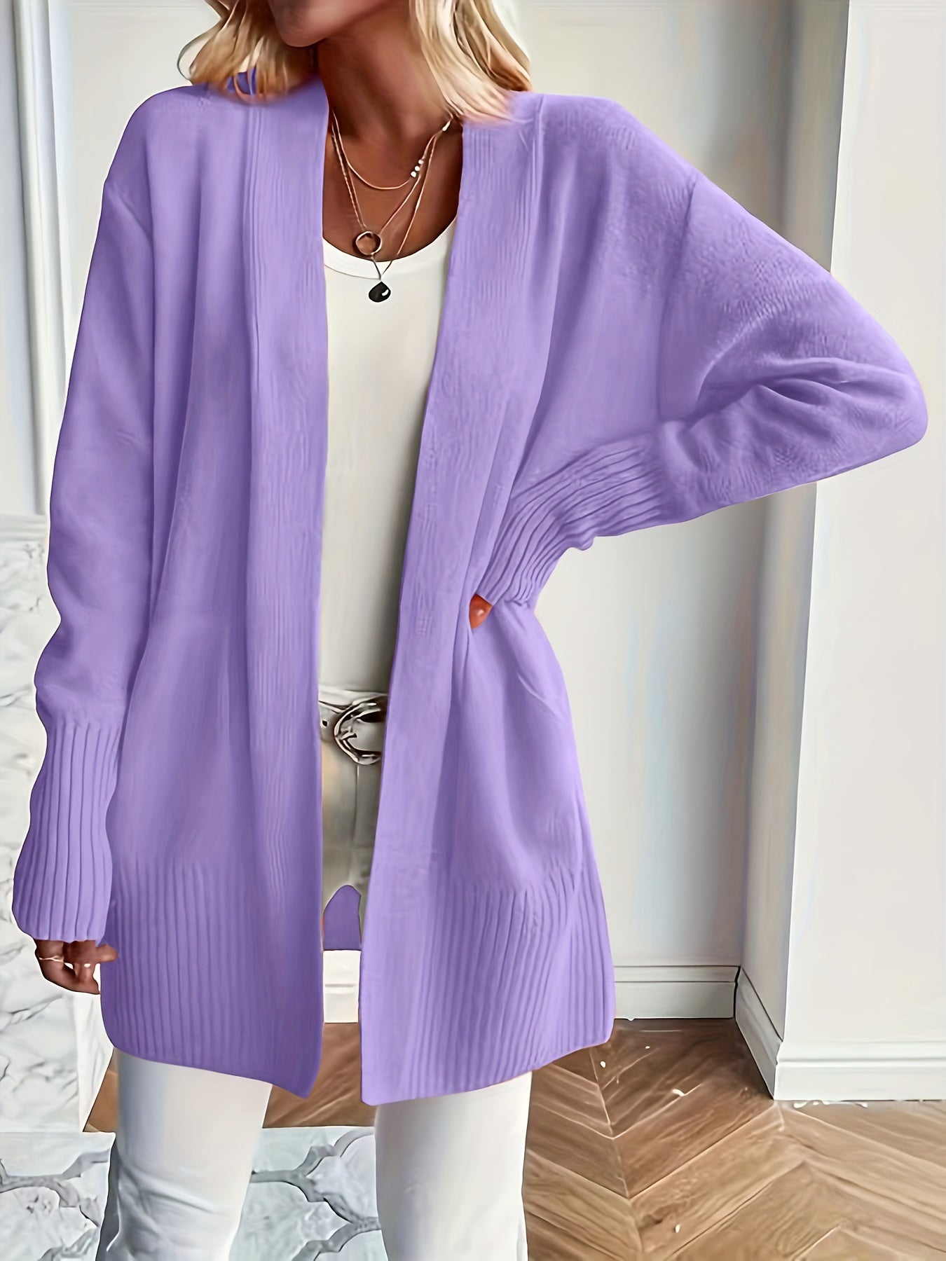 WW | Strickwaren-Woll-Cardigan mit Tasche für Damen - Perfekt für den Alltag
