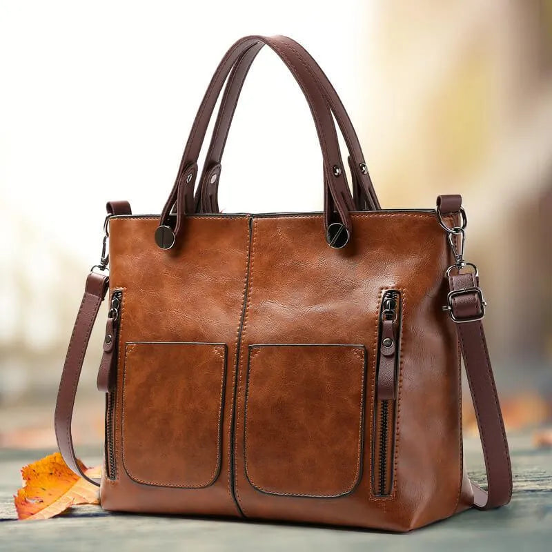 Zeitlose Damen-Handtasche mit Reißverschluss & verstellbarem Riemen