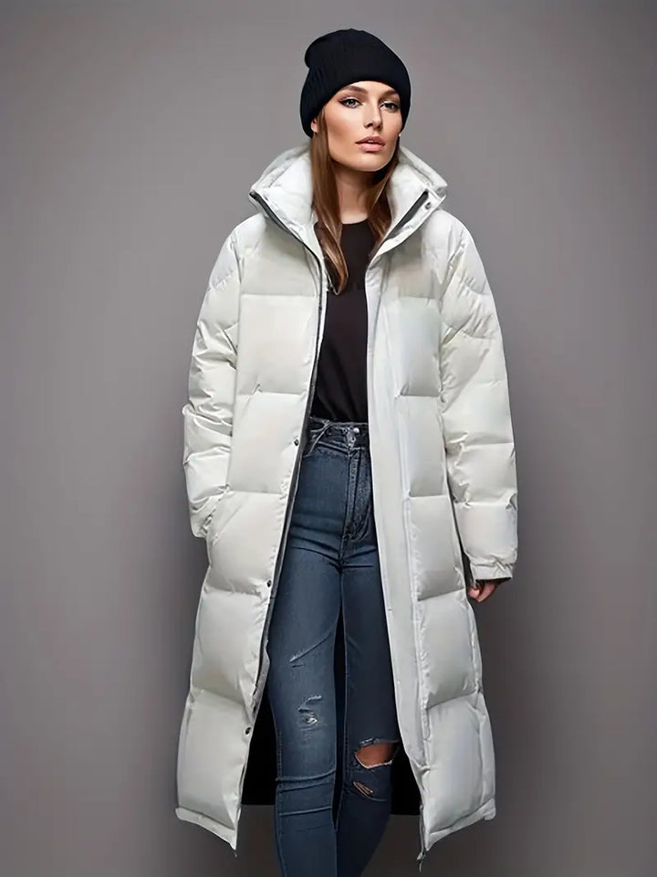 WW | Langer Damen-Wintermantel aus gestepptem Material, bequem und elegant
