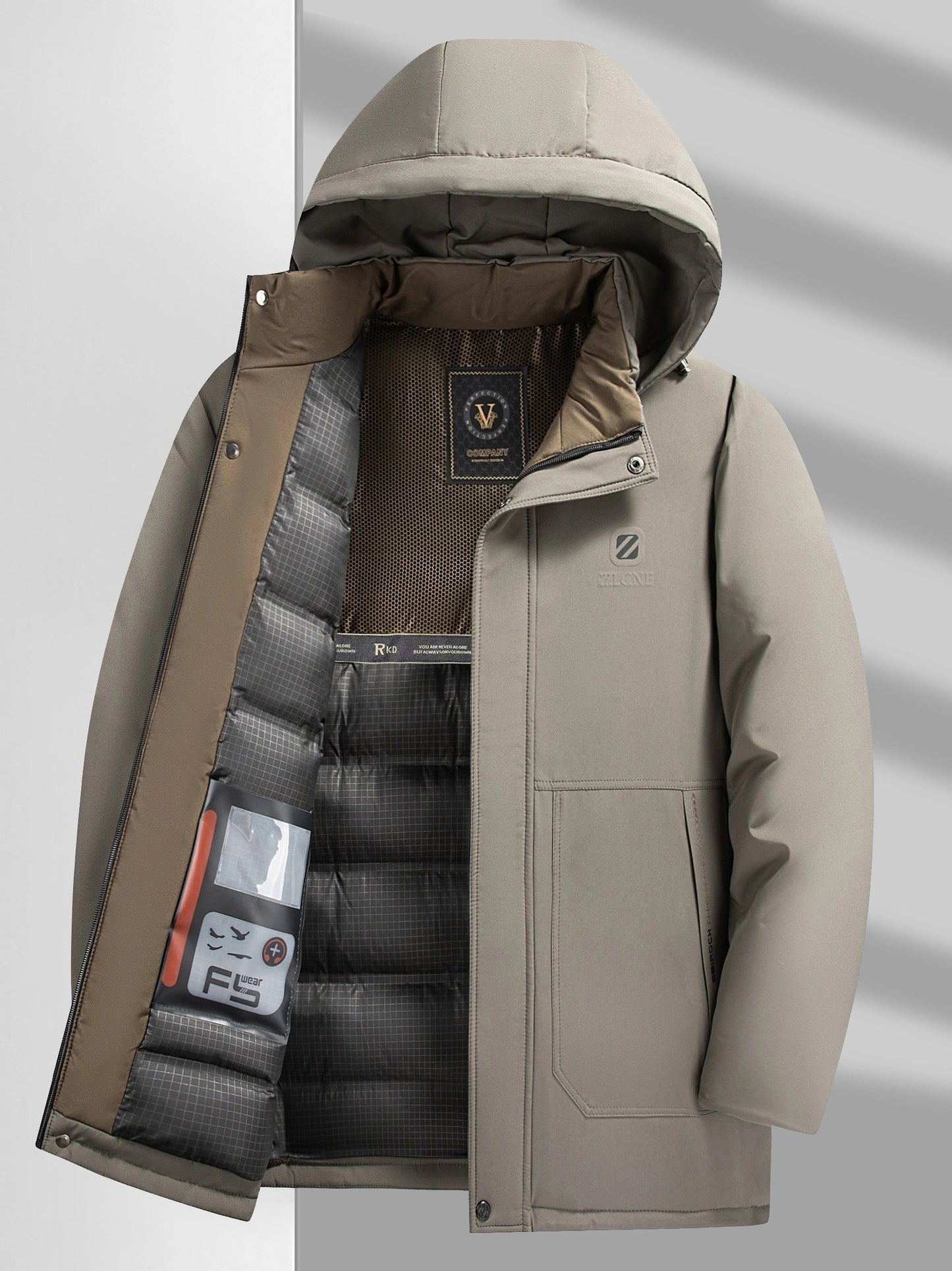 WW | Hooded Long Sleeve Zip-Up Padded Winter Jacket for Men - Perfect for Outdoor Activities