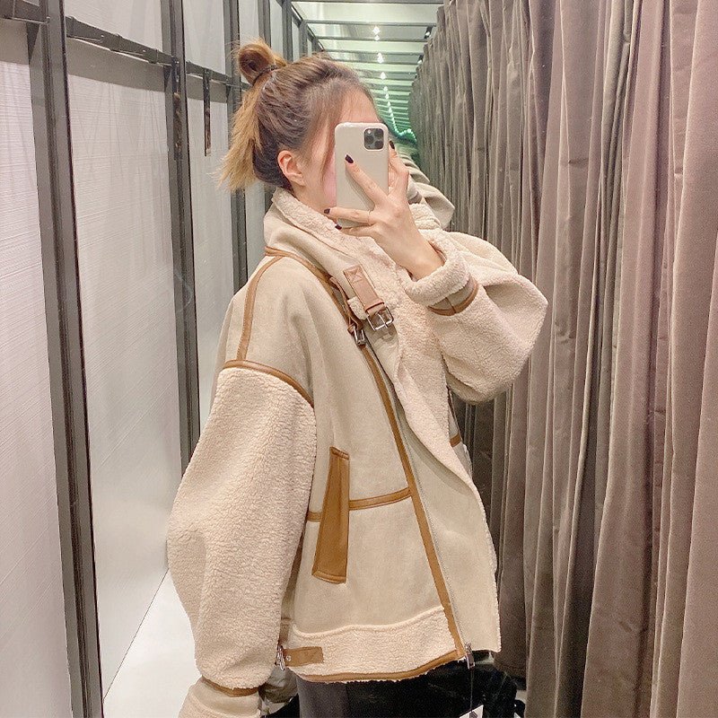 WW | Lined Bomber Jacket - Faux Leather Accents - Warm and Chic - Winter Fashion