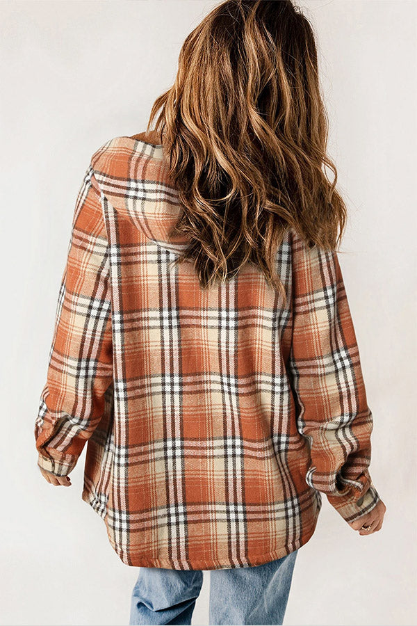 WW | Knopf Sherpa gefütterte Kapuzen-Flanelljacke