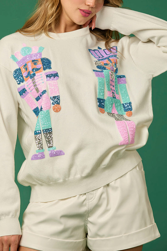 WW | Weihnachtssoldat Pailletten Mode Lässiger Sweatshirt