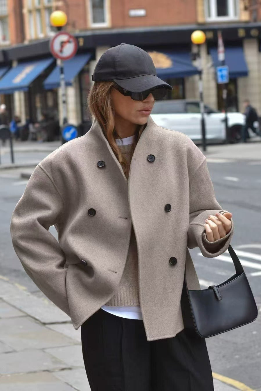 WW | Woll Stehkragen Lange Jacke